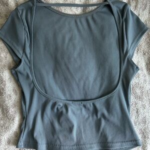 Princess Polly Slate Blue Open Back Short Sleeve Top